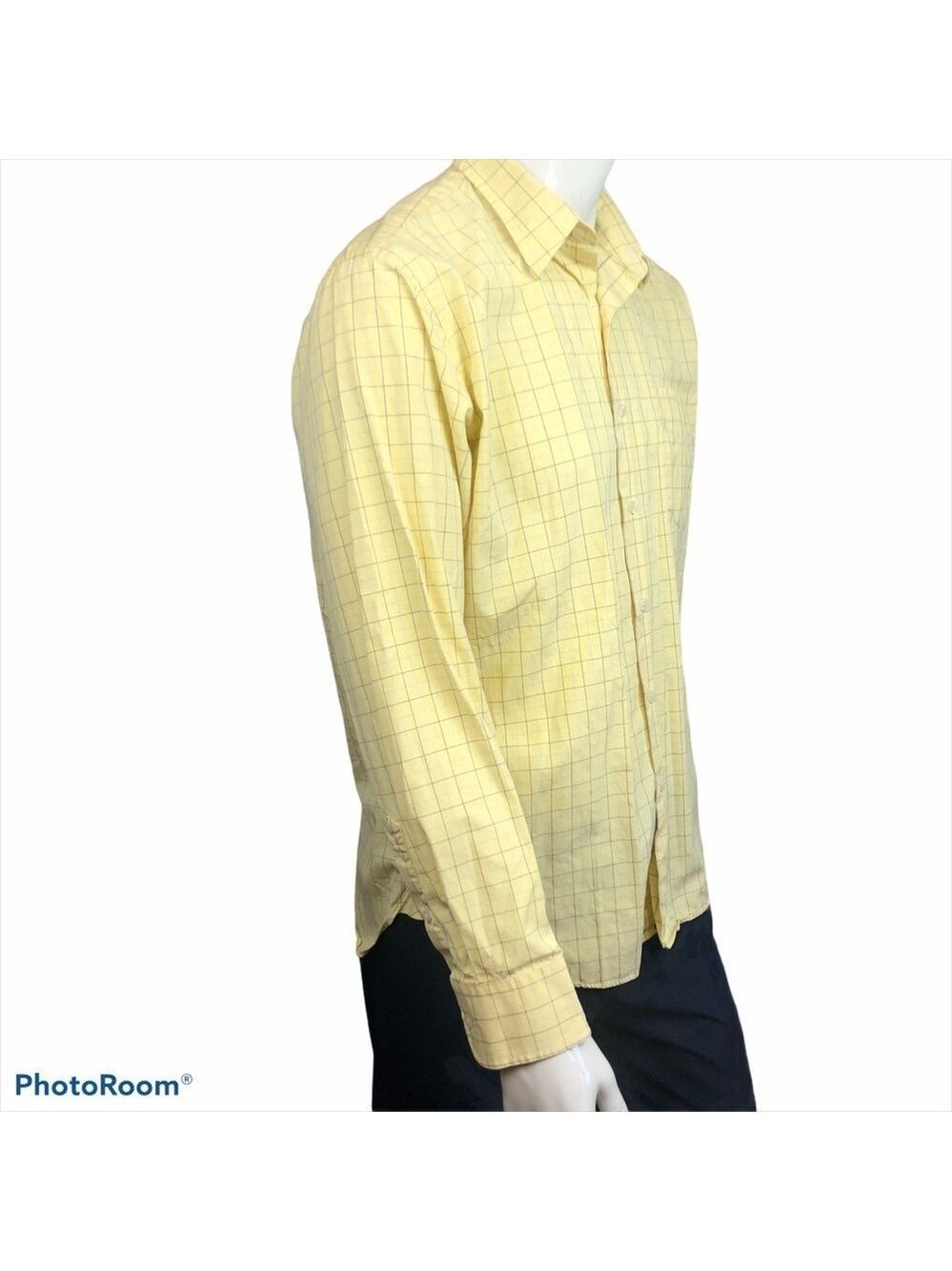 J Crew Men's Large 16-16.5 Yellow Plaid Long Sleeved Button Front Dress … - Picture 4 of 12